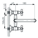 Baterie lavoar/spalator perete Retro - imagine 2