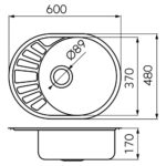 Chiuveta cu o cuva 45x58 cm, satinat - imagine 2