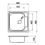 Chiuveta cu o cuva 48x48 cm, texturat - imagine 2