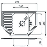 Chiuveta cu o cuva 49x77 cm, satinat - imagine 2