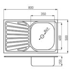 Chiuveta cu o cuva 50x80 cm, texturat - imagine 2