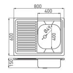 Chiuveta cu o cuva 60x80 cm, texturat - imagine 2