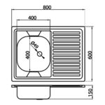 Chiuveta cu o cuva 60x80 cm, satinat - imagine 2