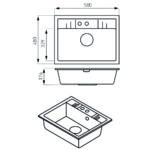 Chiuveta bucatarie simpla 58x48 cm, grafit - imagine 2