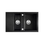 Chiuveta bucatarie dubla 79x48 cm, grafit lucios