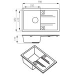 Chiuveta bucatarie simpla 78x48 cm, nisip - imagine 2
