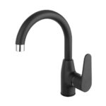 Baterie stativa lavoar cu pipa mobila inalta Algeo Black