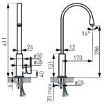 Baterie stativa bucatarie cu pipa inalta Zicco Black - imagine 2