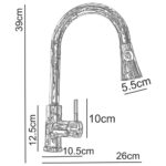 Baterie stativa lebada Hydro inox SUS 304 pipa fixa, dus extractibil - imagine 6