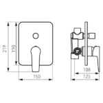 Baterie cada/dus incastrata Adore Black/Chrome - imagine 2