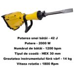 Ciocan rotopercutor demolator , Mustang Profesional , 2000 W , 1200 Bpm , 42 J , 30 mm - imagine 4