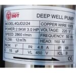 Pompa submersibila de apa curata, de mare adancime,DDT-PROFESSIONAL 4QJD2-24 , 2500 W , 24 turbine, 12 m³/h , bobinaj cupru 100% - imagine 4
