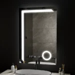 Oglinda LED Senzor MotionGlow Riflesso, cu functie Dezaburire Termometru Ceas si lupa Cosmetica, 60x80 cm Lumina Rece/Calda/Neutra Dimabila, colectia Marcello Funghi