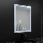 Oglinda LED Senzor Pallellis Sistem Dezaburire si Ceas Rama Argintiu 60X80 cm Colectia Marcello Funghi - imagine 3