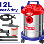 Aspirator electric 12L, curatare umeda si uscata, filtru HEPA - EVCR0801, EMTOP