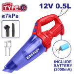 Aspirator portabil cu baterie 2000mA, incarcare prin cablu tip C - ELVC2026, EMTOP