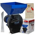 Moara electrica pentru cereale si stiuleti, DDT-TOP,Cuva Mare, motor 4.2 kw , 3000 rpm, 320 kg/h, 4 site de rezerva, 20 ciocanele,bonus sac,surubelnita si perie,Buton on/off