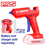 Pistol de lipit fara incarcator si acumulator, 11mm, 3buc clei 150mm - ELGG2002, EMTOP