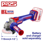 Polizor unghiular fara acumulator si incarcator, motor fara perii (brushless), 115mm - ELAG21154, EMTOP