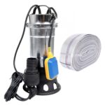 Pompa pentru apa murdara cu plutitor fara tocator, DDT, Inox, SWP2550F, 2550 W, 25 mc/h+ Furtun pompier, 20 metri, 2 toli,