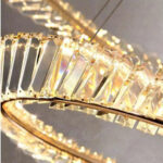 Lustra LED suspendata cu telecomanda si cristal CAIRO 98W, 2 Cercuri, lumina Rece/Calda/Neutra, Dimabila, Auriu Lucios, Inaltime Reglabila - imagine 4