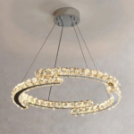 Lustra LED suspendata cu telecomanda si cristal MIA Yonca, 39W, 1 Cerc, lumina Rece/Calda/Neutra, Dimabila, Crom Lucios - imagine 5