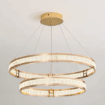 Candelabru Cristal, LINDERHOF Magno, 61W, Diametru 60cm, Lumina Rece/Calda/Neutra, Auriu, Inaltime Reglabila