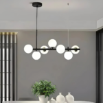 Lustra cu bec moderna LOFT Pavilion, 7x G9, Negru, Metal, Inaltime Reglabila - imagine 5