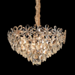 Candelabru Cristal Magno 11xE27, Diametru 60cm, Auriu Lucios si Negru, Inaltime Reglabila - imagine 4