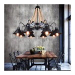 Lustra Indiana, 8*E27, Metal si Franghie, Negru - imagine 4