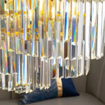 Candelabru Cristal TRIANON Eleganza 6x E27, Diametru 47cm, Auriu Lucios, Inaltime Reglabila - imagine 3