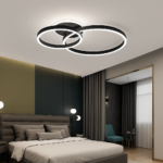 Lustra LED cu telecomanda RINOVA 66W, 2 Cercuri, lumina Rece/Calda/Neutra, Dimabila, Negru