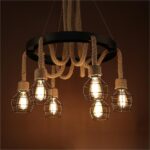 Lustra Roata LV580/6BK, 6*E27, Maro, Metal si Sfoara - imagine 4