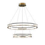 Lustra LED suspendata cu telecomanda si cristal ROGER 100W, 2 Cercuri, lumina Rece/Calda/Neutra, Dimabila, Auriu Lucios, Inaltime Reglabila - imagine 4