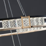 Lustra LED suspendata cu telecomanda si cristal ROGER 100W, 2 Cercuri, lumina Rece/Calda/Neutra, Dimabila, Auriu Lucios, Inaltime Reglabila - imagine 3
