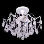 Candelabru Cristal Chance, 4*E27, Alb, Diametru 50cm Metal si Cristal