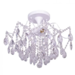 Candelabru Cristal Chance, 4*E27, Alb, Diametru 50cm Metal si Cristal - imagine 3