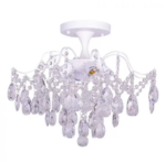 Candelabru Cristal Chance, 4*E27, Alb, Diametru 50cm Metal si Cristal - imagine 4