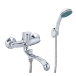 Baterie Cada Crom Lucios - Set Complet cu Pipa Pivotanta de 18cm, Para, Furtun si Excentrice Incluse