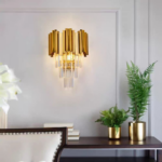 Aplica Maxim, 2*E14, Auriu, Metal si Cristal