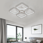Lustra LED cu telecomanda ZOE 53W, 4 Patrate, lumina Rece/Calda/Neutra, Dimabila, Alb
