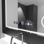 Oglinda LED Rectangulara, 90x75cm, Riflesso MotionGlow Marcello, Sistem Dezaburire, Ceas & Termometru, Lupa Cosmetica, Dimabila - imagine 3