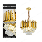 Candelabru Cristal VERSAILLES Petito 3xE14, Diametru 30cm, Auriu, Inaltime Reglabila - imagine 5