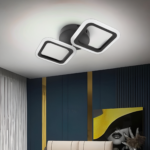 Lustra LED PULSARIS 22W, 2 Patrate, lumina Rece/Calda/Neutra, Negru