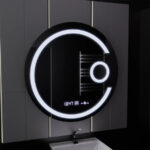 Oglinda LED Rotunda, 70cm, Visio MotionGlow Marcello, Sistem Dezaburire, Ceas & Termometru, Lupa Cosmetica, Dimabila - imagine 3