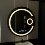Oglinda LED Rotunda, 70cm, Visio MotionGlow Marcello, Sistem Dezaburire, Ceas & Termometru, Lupa Cosmetica, Dimabila - imagine 5