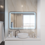 Oglinda LED Rectangulara 100x65cm EDGE Touch Sistem Dezaburire, Rama Neagra - imagine 4