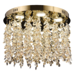 Candelabru LED Cristal LLC213/550GD Rotund, 30W, Lumina Rece/Calda/Neutra, Cristale, Auriu Lucios - imagine 5