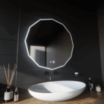 Oglinda LED Rotunda, 70cm, VIVO Touch, Sistem Dezaburire, Dimabila - imagine 4