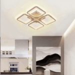Lustra LED cu telecomanda ZOE 53W, 4 Patrate, lumina Rece/Calda/Neutra, Dimabila, Alb - imagine 4